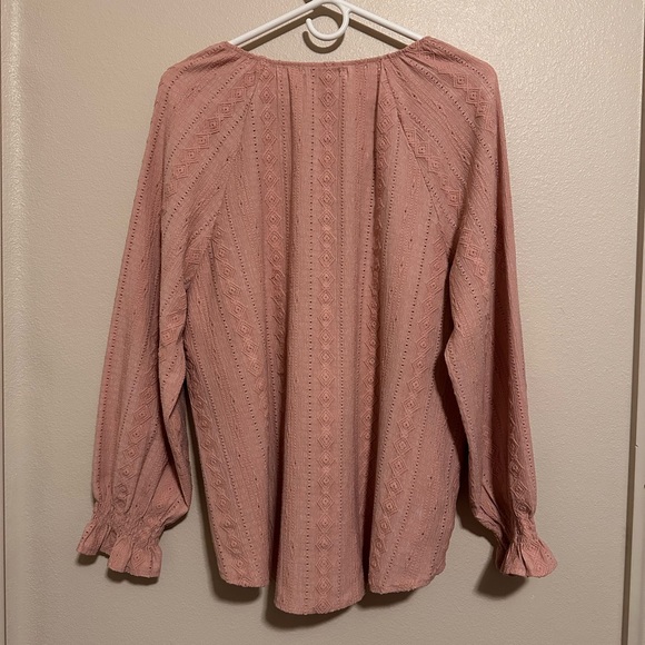 Frye Womens Textured Blouson Sleeve Blouse Pink. - Picture 4 of 7